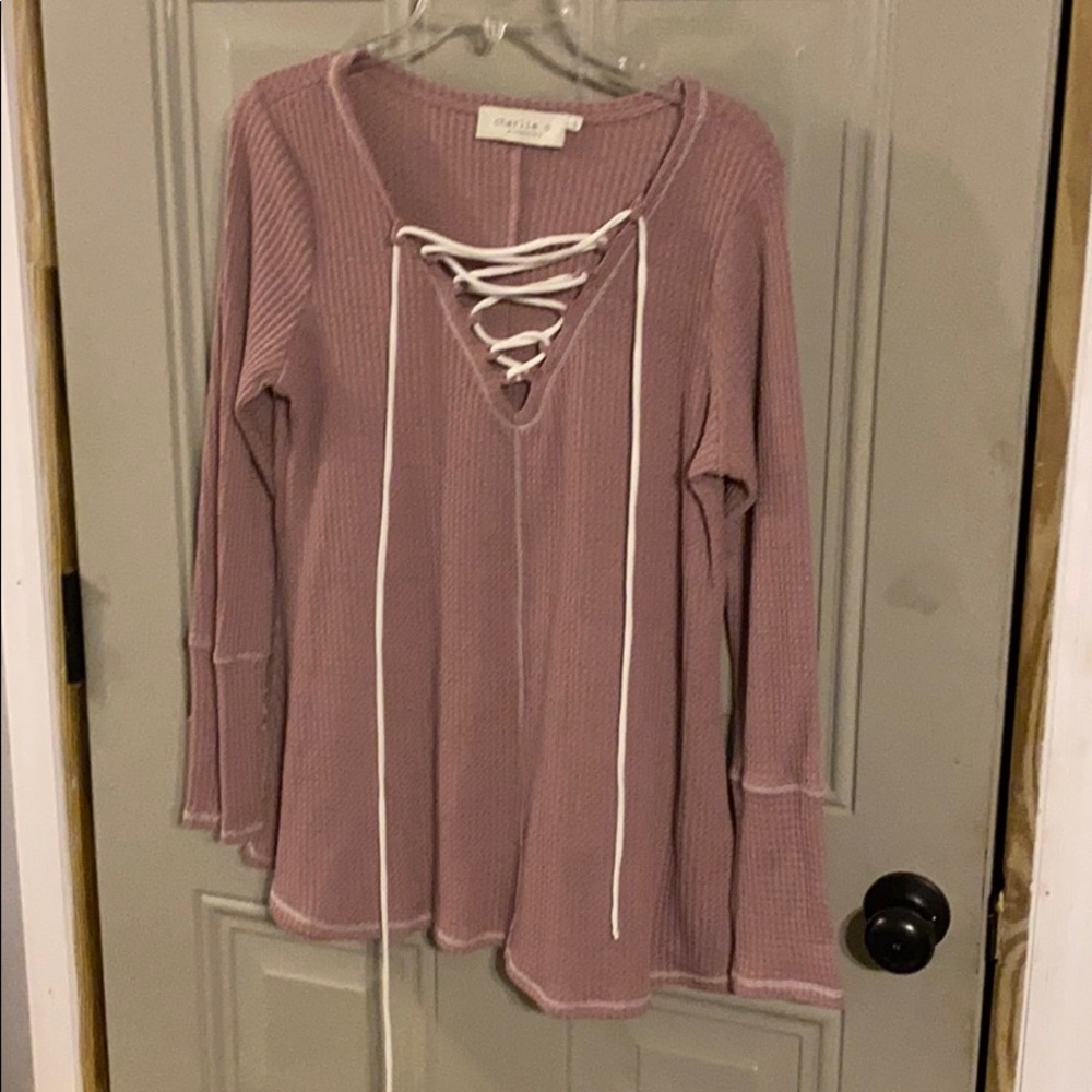 Pink lace up tunic from kinnucans